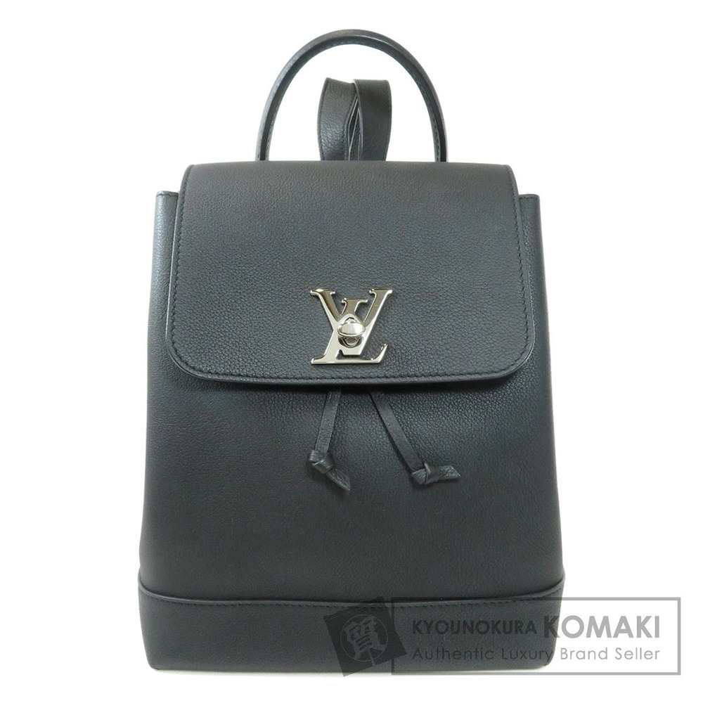Louis Vuitton Lockme Backpack Rucksack Calfskin Leather Black Gray